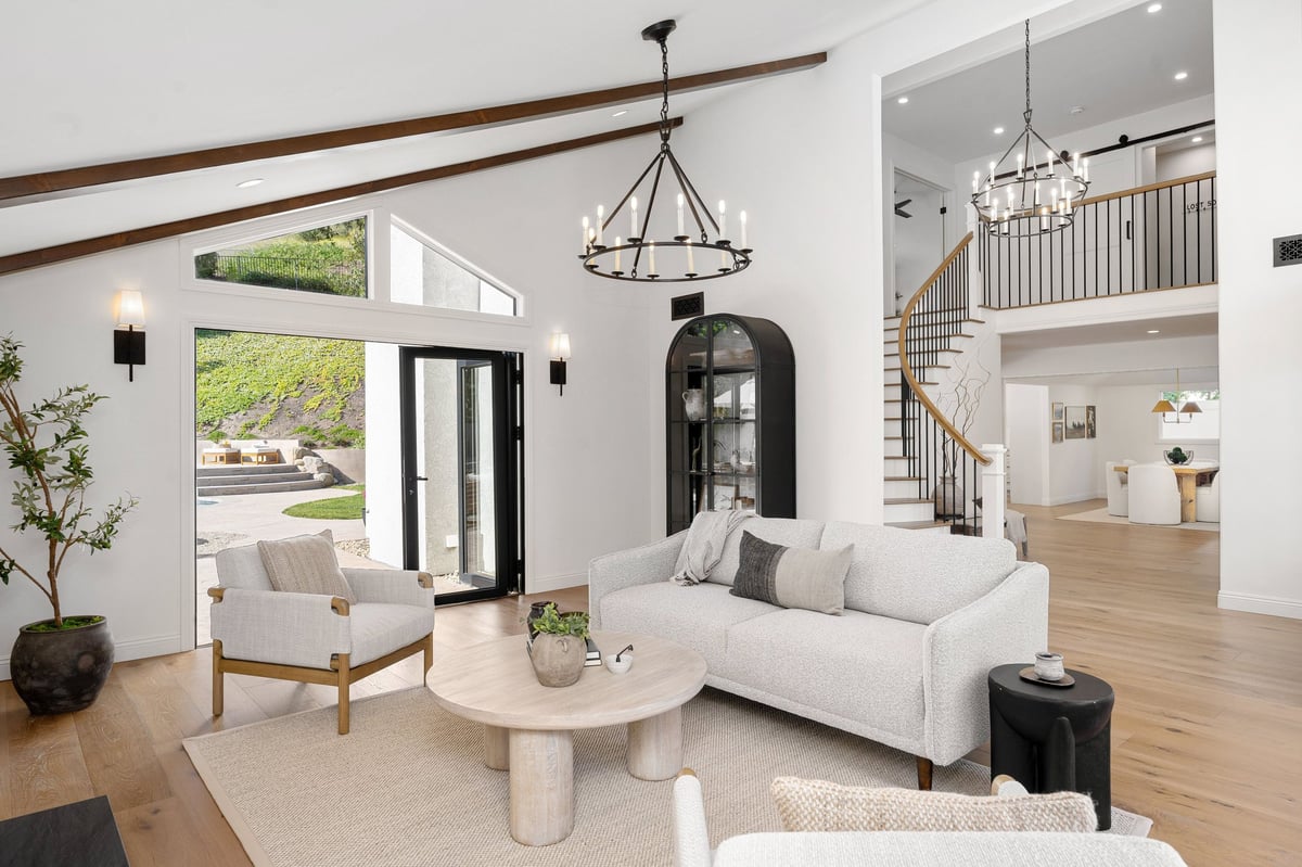 Bright modern living room with open concept design